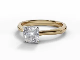 Diamond Solitaire Engagement Ring Plain Polish Band Certified Cushion-Cut Diamond 100% Recycled, Hallmarked 18ct. Yellow Gold