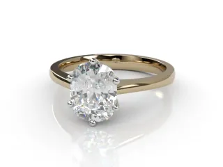 Diamond Solitaire Engagement Ring Plain Polish Band Certified Cushion-Cut Diamond 100% Recycled, Hallmarked 18ct. Yellow and White Gold