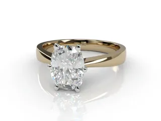 Diamond Solitaire Engagement Ring Diamond-Set Band Certified Cushion-Cut Diamond 100% Recycled, Hallmarked 18ct. Yellow Gold