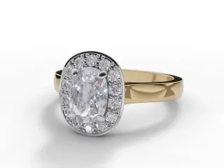 Diamond Halo Engagement Ring Plain Polish Band Certified Cushion-Cut Diamond 100% Recycled, Hallmarked 18ct. Yellow Gold