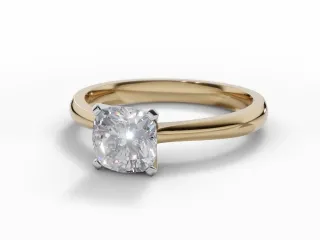 Diamond Solitaire Engagement Ring Plain Polish Band Certified Cushion-Cut Diamond 100% Recycled, Hallmarked 18ct. Yellow Gold