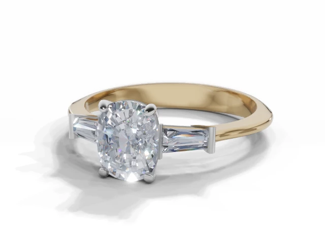 Diamond Solitaire Engagement Ring Plain Polish Band Certified Cushion-Cut Diamond 100% Recycled, Hallmarked 18ct. Yellow Gold