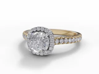 Diamond Halo Engagement Ring Micro Pavé Diamond-Set Band Certified Cushion-Cut Diamond 100% Recycled, Hallmarked 18ct. Yellow Gold