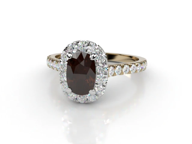 Chocolate Quartz & Diamond Engagement Ring Micro Pavé Diamond-Set Band Cushion-Cut Coloured Stone 100% Recycled, Hallmarked 18ct. Yellow Gold