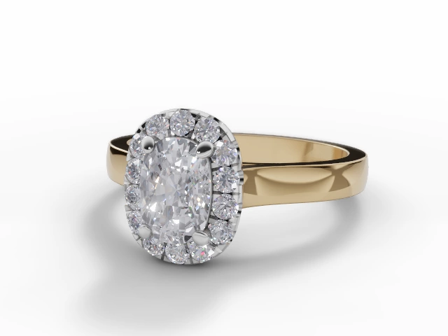 Green Tourmaline & Diamond Engagement Ring Plain Polish Band Cushion-Cut Coloured Stone 100% Recycled, Hallmarked 18ct. Yellow Gold