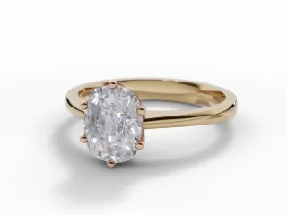 Diamond Solitaire Engagement Ring Plain Polish Band Certified Cushion-Cut Diamond 100% Recycled, Hallmarked 18ct. Yellow Gold