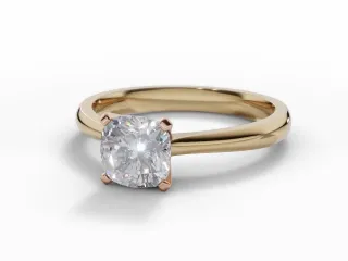 Diamond Solitaire Engagement Ring Plain Polish Band Certified Cushion-Cut Diamond 100% Recycled, Hallmarked 18ct. Yellow Gold