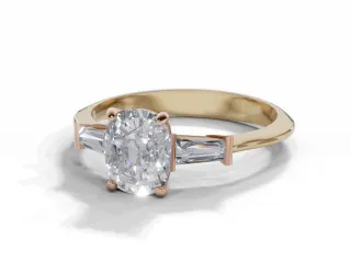 Diamond Solitaire Engagement Ring Plain Polish Band Certified Cushion-Cut Diamond 100% Recycled, Hallmarked 18ct. Yellow Gold