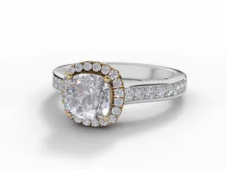 Diamond Halo Engagement Ring Grain-Set Diamond Band Certified Cushion-Cut Diamond 100% Recycled, Hallmarked 18ct. White Gold