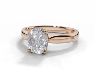 Diamond Solitaire Engagement Ring Plain Polish Band Certified Cushion-Cut Diamond 100% Recycled, Hallmarked 18ct. Rose Gold