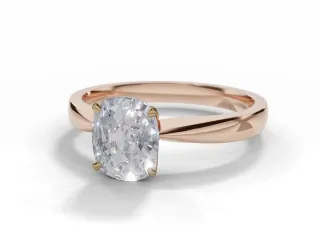 Diamond Solitaire Engagement Ring Plain Polish Band Certified Cushion-Cut Diamond 100% Recycled, Hallmarked 18ct. Rose Gold