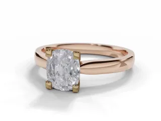 Diamond Solitaire Engagement Ring Plain Polish Band Certified Cushion-Cut Diamond 100% Recycled, Hallmarked 18ct. Rose Gold