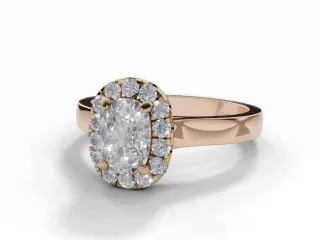 Diamond Halo Engagement Ring Plain Polish Band Certified Cushion-Cut Diamond 100% Recycled, Hallmarked 18ct. Rose Gold