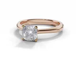 Diamond Solitaire Engagement Ring Plain Polish Band Certified Cushion-Cut Diamond 100% Recycled, Hallmarked 18ct. Rose Gold