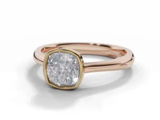 Diamond Solitaire Engagement Ring Plain Polish Band Certified Cushion-Cut Diamond 100% Recycled, Hallmarked 18ct. Rose Gold