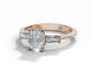 Diamond Solitaire Engagement Ring Plain Polish Band Certified Cushion-Cut Diamond 100% Recycled, Hallmarked 18ct. Rose Gold