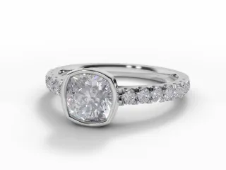 Diamond-Set Band Engagement Ring Micro Pavé Diamond-Set Band Certified Cushion-Cut Diamond 100% Recycled, Hallmarked 18ct. White Gold and Platinum