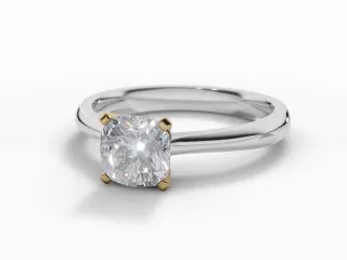 Diamond Solitaire Engagement Ring Plain Polish Band Certified Cushion-Cut Diamond 100% Recycled, Hallmarked Platinum