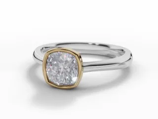 Diamond Solitaire Engagement Ring Plain Polish Band Certified Cushion-Cut Diamond 100% Recycled, Hallmarked Platinum