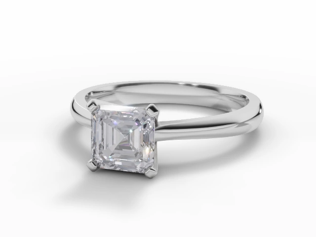 Diamond Solitaire Engagement Ring 1 Carat Asscher-Cut Diamond 100% Recycled, Hallmarked Platinum Plain Polish Band