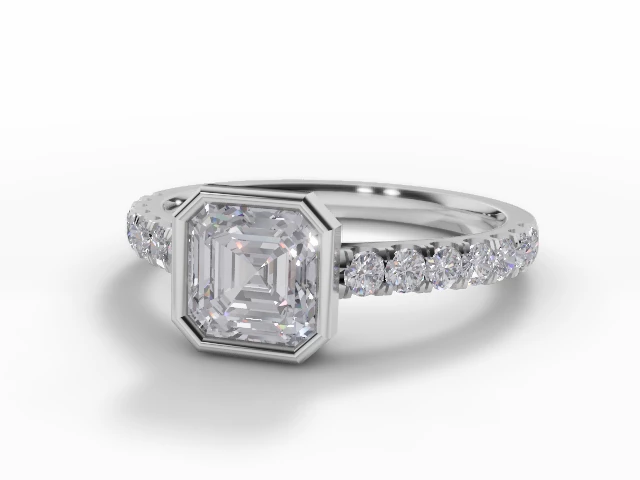 Diamond-Set Band Engagement Ring Micro Pavé Diamond-Set Band Certified Asscher-Cut Diamond 100% Recycled, Hallmarked Platinum