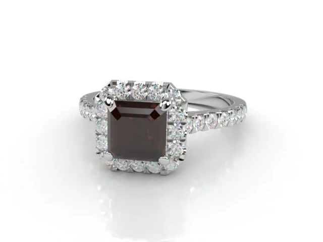 Chocolate Quartz & Diamond Engagement Ring Micro Pavé Diamond-Set Band Asscher-Cut Coloured Stone 100% Recycled, Hallmarked Platinum