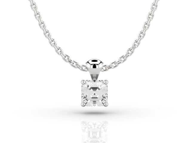 Claw-Set Diamond Pendant Diamond Pendant Certified  Asscher-Cut Diamond 100% Recycled, Hallmarked 18ct. White Gold