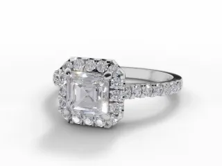 Diamond Halo Engagement Ring Micro Pavé Diamond-Set Band Certified Asscher-Cut Diamond 100% Recycled, Hallmarked 18ct. White Gold