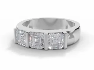 Diamond 3 Stone Engagement Ring Plain Polish Band Certified Asscher-Cut Diamond 100% Recycled, Hallmarked 18ct. White Gold