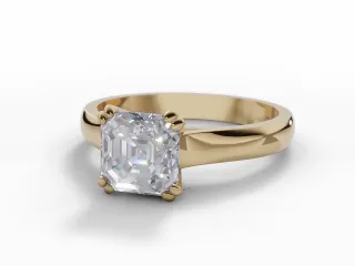 Diamond Solitaire Engagement Ring Plain Polish Band Certified Asscher-Cut Diamond 100% Recycled, Hallmarked 18ct. Yellow Gold