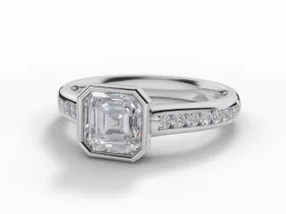 Diamond-Set Band Engagement Ring Channel-Set Diamond Band Certified Asscher-Cut Diamond 100% Recycled, Hallmarked 18ct. White Gold and Platinum