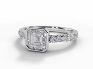 Diamond-Set Band Engagement Ring Micro Pavé Diamond-Set Band Certified Asscher-Cut Diamond 100% Recycled, Hallmarked 18ct. White Gold and Platinum