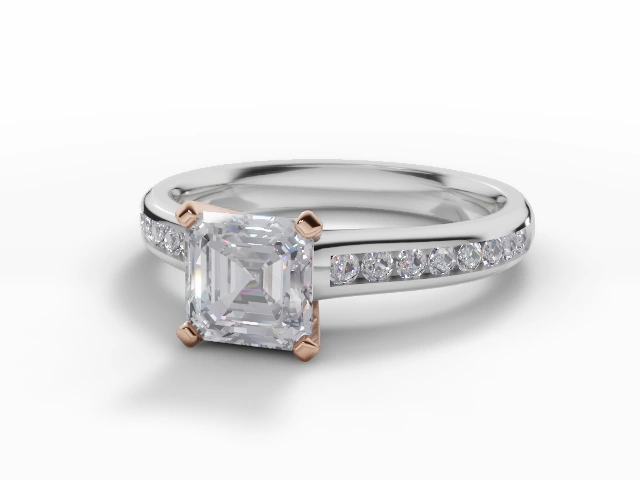 Diamond-Set Band Engagement Ring Channel-Set Diamond Band Certified Asscher-Cut Diamond 100% Recycled, Hallmarked Platinum