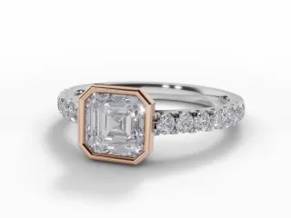 Diamond-Set Band Engagement Ring Micro Pavé Diamond-Set Band Certified Asscher-Cut Diamond 100% Recycled, Hallmarked Platinum and 18ct. Yellow Gold