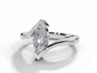 Diamond Solitaire Engagement Ring Plain Polish Band Certified Marquise-Cut Diamond 100% Recycled, Hallmarked Platinum