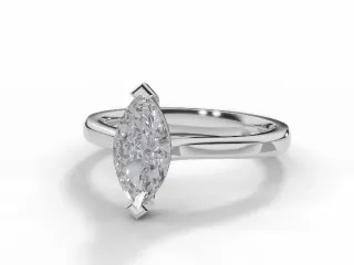 Diamond Solitaire Engagement Ring Plain Polish Band Certified Marquise-Cut Diamond 100% Recycled, Hallmarked Platinum