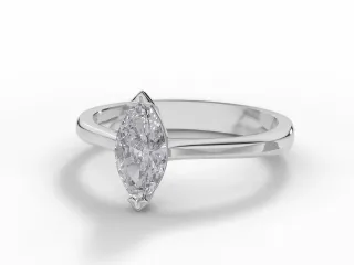 Diamond Solitaire Engagement Ring Plain Polish Band Certified Marquise-Cut Diamond 100% Recycled, Hallmarked Platinum