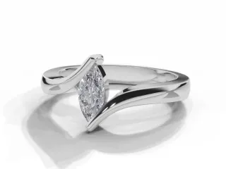 Diamond Solitaire Engagement Ring Plain Polish Band Certified Marquise-Cut Diamond 100% Recycled, Hallmarked Platinum