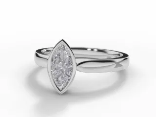 Diamond Solitaire Engagement Ring Plain Polish Band Certified Marquise-Cut Diamond 100% Recycled, Hallmarked Platinum