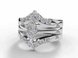 Diamond Jacket Engagement Ring Diamond-Set Bands Certified Marquise-Cut Diamond 100% Recycled, Hallmarked Platinum