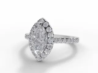 Diamond Halo Engagement Ring Micro Pavé Diamond-Set Band Certified Marquise-Cut Diamond 100% Recycled, Hallmarked Platinum