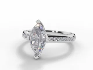 Diamond-Set Band Engagement Ring Channel-Set Diamond Band Certified Marquise-Cut Diamond 100% Recycled, Hallmarked Platinum