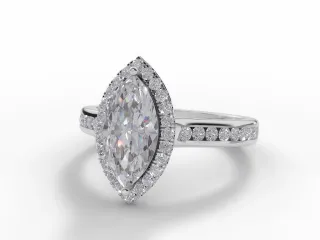 Diamond Halo Engagement Ring Channel-Set Diamond Band Certified Marquise-Cut Diamond 100% Recycled, Hallmarked Platinum