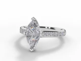 Diamond-Set Band Engagement Ring Grain-Set Diamond Band Certified Marquise-Cut Diamond 100% Recycled, Hallmarked Platinum