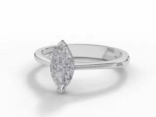 Diamond Solitaire Engagement Ring Plain Polish Band Certified Marquise-Cut Diamond 100% Recycled, Hallmarked Platinum