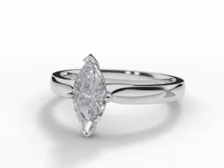 Diamond Solitaire Engagement Ring Plain Polish Band Certified Marquise-Cut Diamond 100% Recycled, Hallmarked 18ct. White Gold