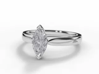 Diamond Solitaire Engagement Ring Plain Polish Band Certified Marquise-Cut Diamond 100% Recycled, Hallmarked 18ct. White Gold