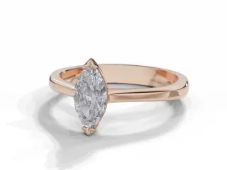 Diamond Solitaire Engagement Ring Plain Polish Band Certified Marquise-Cut Diamond 100% Recycled, Hallmarked 18ct. Rose Gold