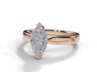 Diamond Solitaire Engagement Ring Plain Polish Band Certified Marquise-Cut Diamond 100% Recycled, Hallmarked 18ct. Rose Gold