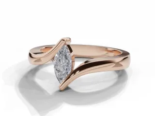 Diamond Solitaire Engagement Ring Plain Polish Band Certified Marquise-Cut Diamond 100% Recycled, Hallmarked 18ct. Rose Gold